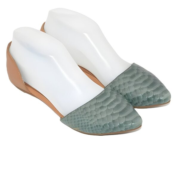 Jeffrey Campbell Shoes - Jeffrey Campbell Teal Aqua Blue Green Snakeskin Leather Flats Court Shoes 6.5